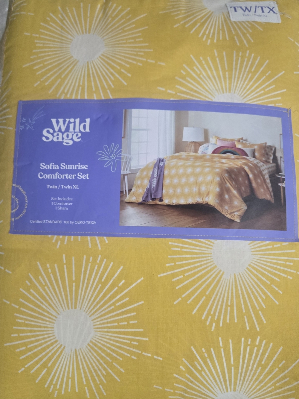 Wild Sage Sofia Sunrise Comforter Set in Yellow Twin